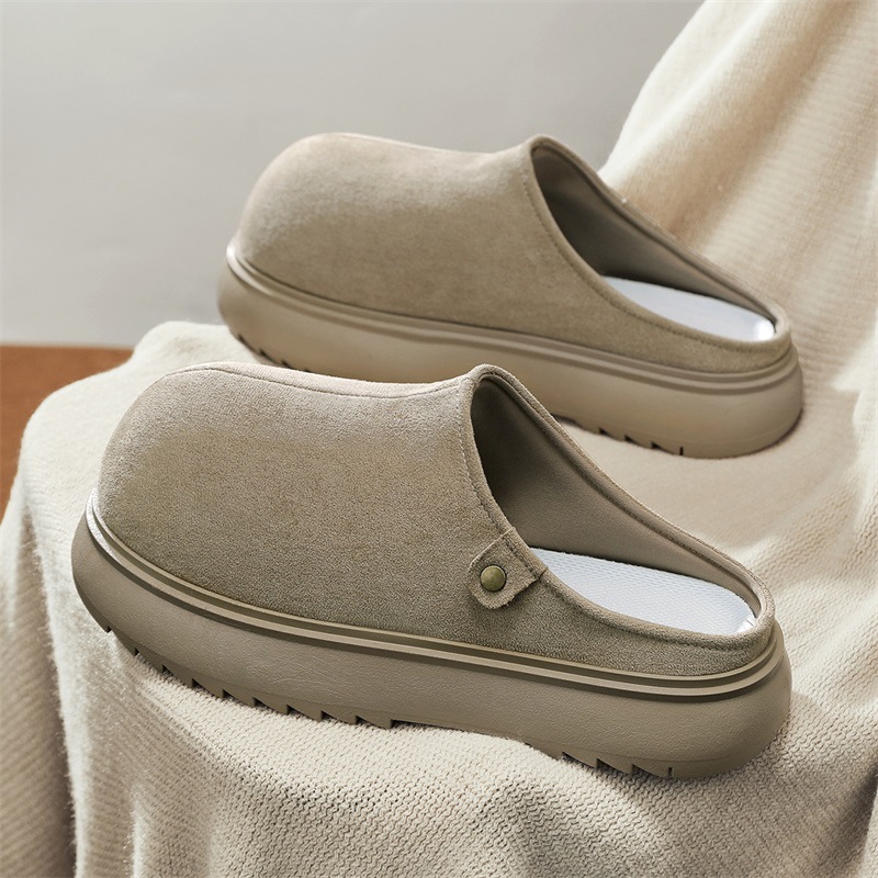 Retro explosión de zapatillas de bolsillo grueso para hombres 2025 nuevos zapatos de verano de un pie Boerken