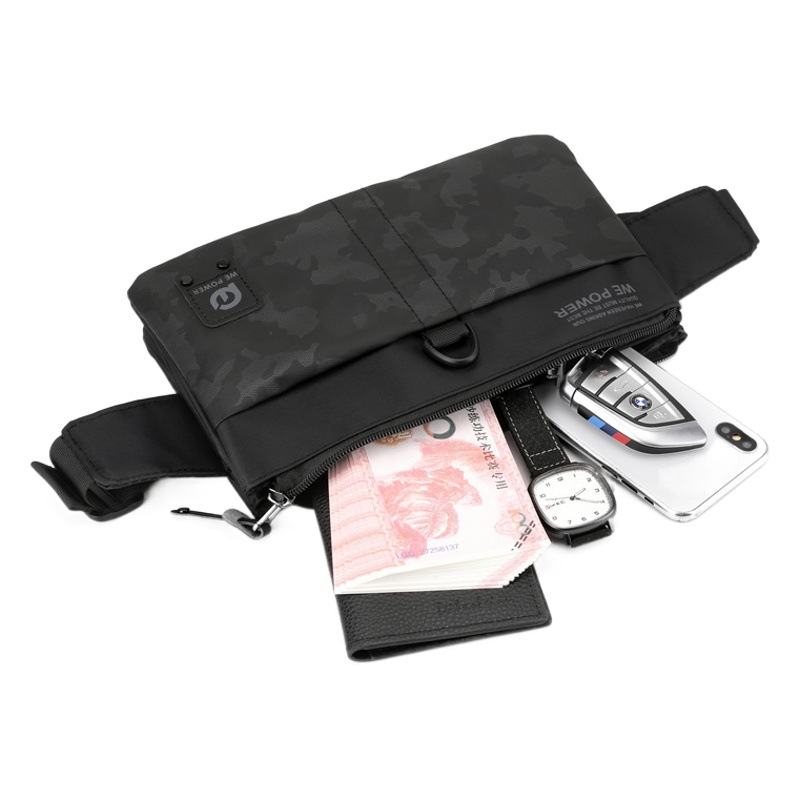 WEPOWER nuevos hombres bolso de la cintura bolsa de pecho ocasional bolsa de mensajero impermeable ultrafino al aire libre bolso de la cintura monedero