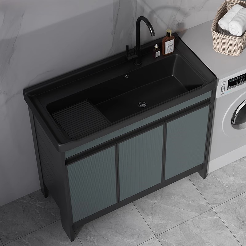 Balcón lavabo con tablero de fricción patio gabinete de baño negro lavabo exterior lavabo cerámica lavabo lavabo