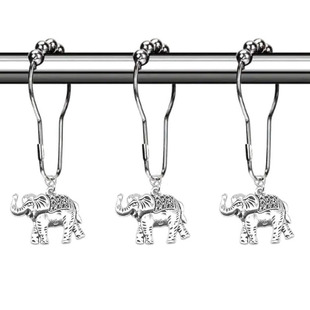 Cross border hot sale retro alloy elephant shower curtain ring hook decorative shower curtain with ball stainless steel shower curtain hook wholesale
