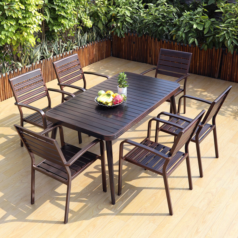 Cross-Border Outdoor Tables and Chairs for Courtyard, Outdoor Villa Garden, Open-Air Balcony, Cast Aluminum Waterproof and Sun-Proof Leisure Table and Chair Set