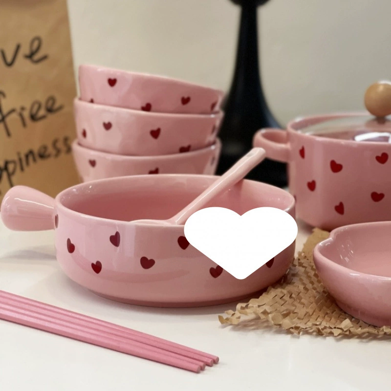 Fuchsia high quality ceramic tableware, set, pen, spoon, internet celebrity