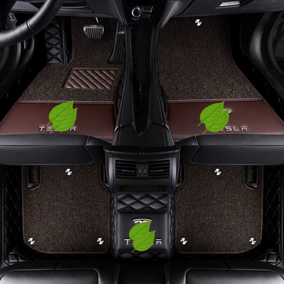 Modelə uyğun ayaqaltı Y floor mats, Tesla - tesla-model-y-double-layer-black-brown-silk-loop
