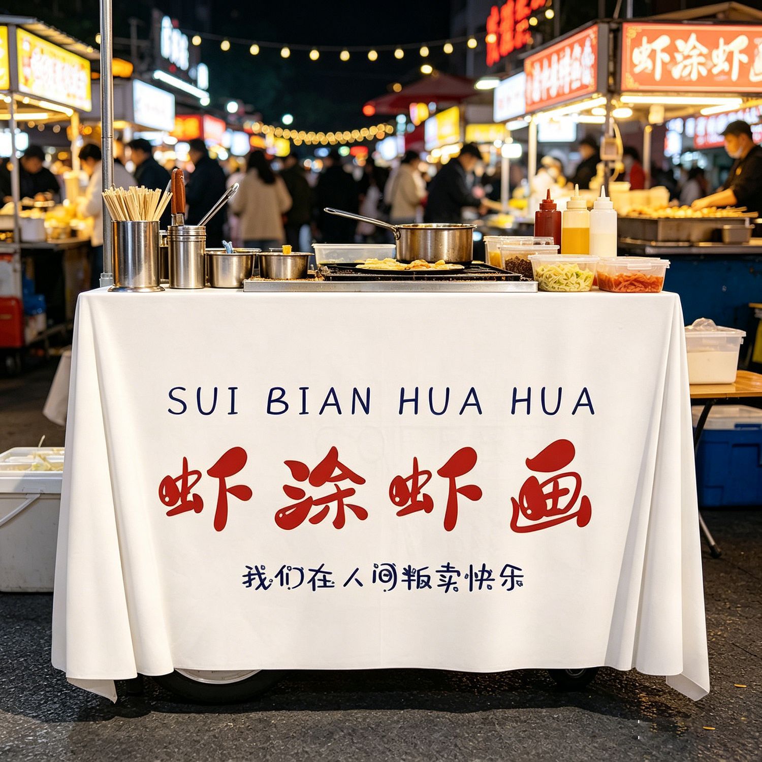 摆摊大麦虾涂虾画