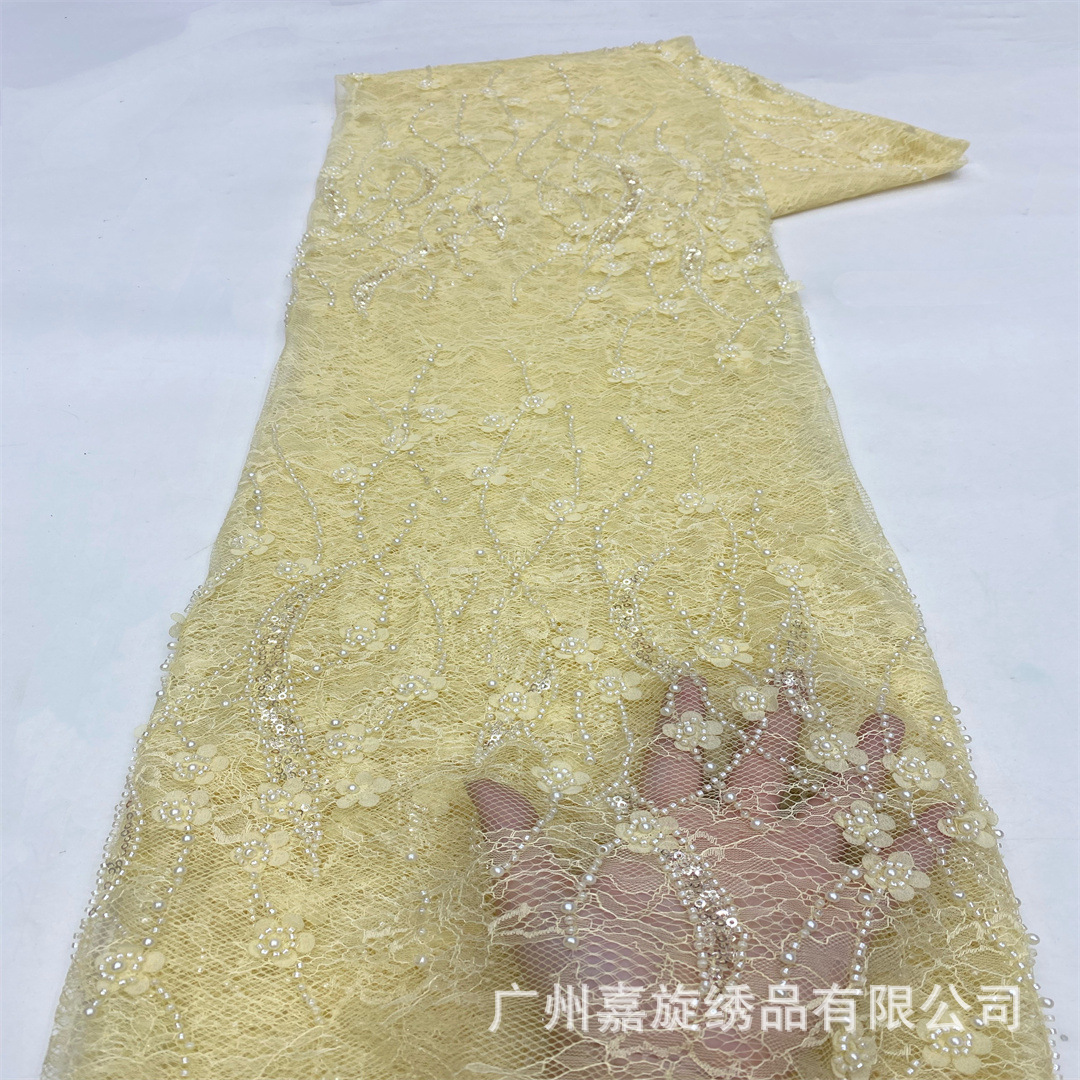 Bridal Lace bordado francés africano sequilla tela de encaje para vestido de boda tela bordada