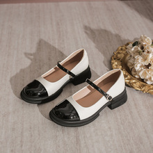 跨境代发玛丽珍小皮鞋女英伦风复古新款黑色工作鞋厚底百搭单鞋女