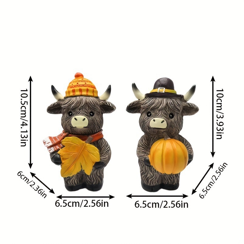 クロスボーダー新製品ハロウィンハイランド牛の装飾品カボチャ秋感謝祭パーティーの装飾樹脂装飾品|undefined