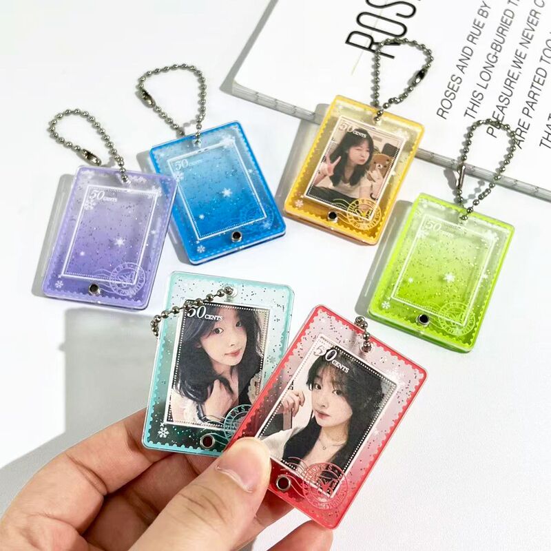 Transparent Photo Frame Keychain for Men and Women 1.0inch Photo Id Holder Small Card Holder Storage Card Holder Acrylic Cross-Border Ready Stock