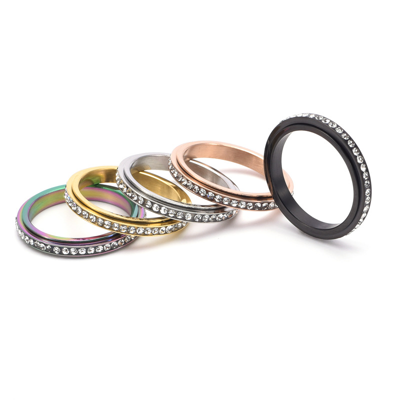 Round Pattern Women'S Gender Real Gold Plated Round 304 Stainless Steel Fashion Waterproof Non Tarnish Anxiety Ring