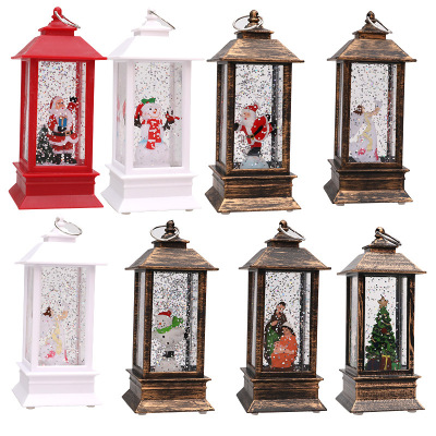 跨境批發新款聖誕禮物注水風燈聖誕節裝飾聖誕老人LED電子蠟燭燈