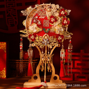 Two-color Double-sided Group Fan Bridal Wedding Ceremony Chinese-style Xiuhe Wedding Diy Material Bag Finished Fan