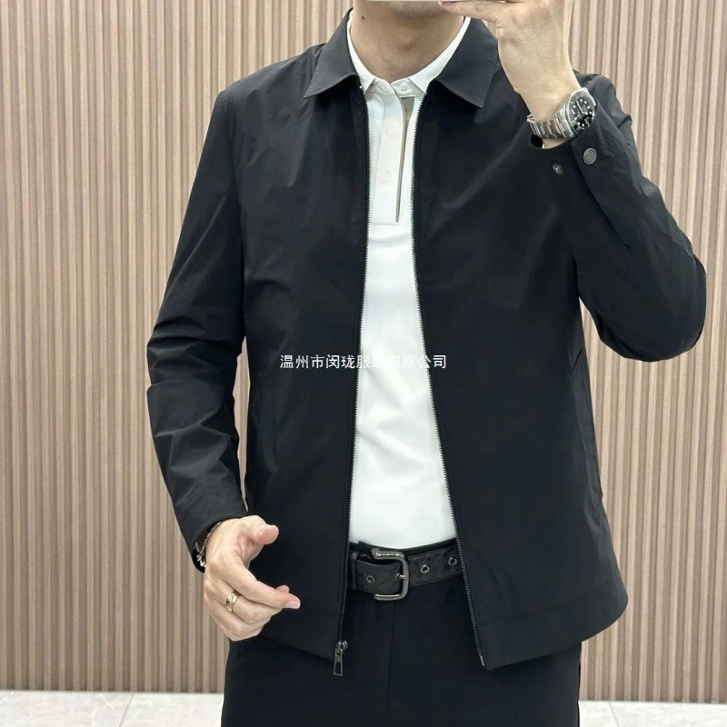 Autumn New Lightweight Stretch Jacket Men's Clean Version Business Casual Zipper Style Executive Lapel Versatile Men's Jacket