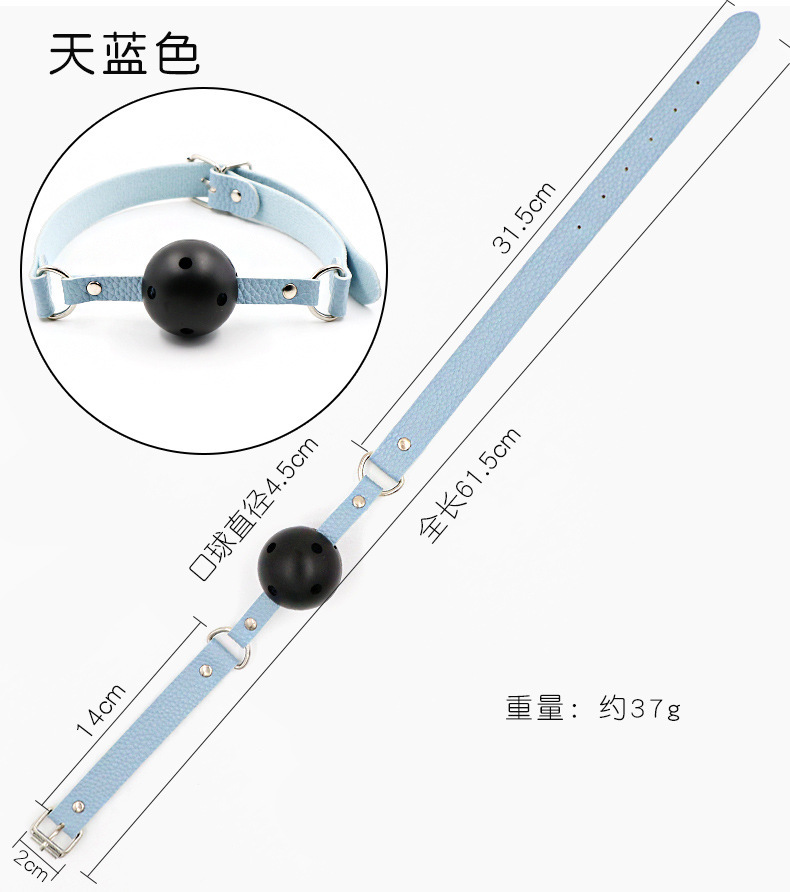 SM Mouth Ball Gag with Leather Strap and Silicone Mouth Plug for Adult Couples — detail image 11
