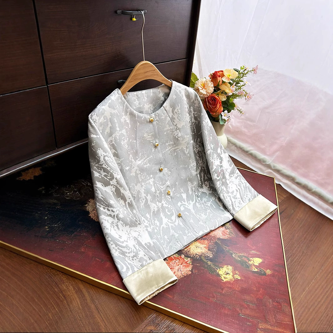 Новое пальто в китайском стиле жаккардовое платье в китайском стиле весеннее пальто высокого класса женское 2025 новое весеннее темпераментное национальное пальто