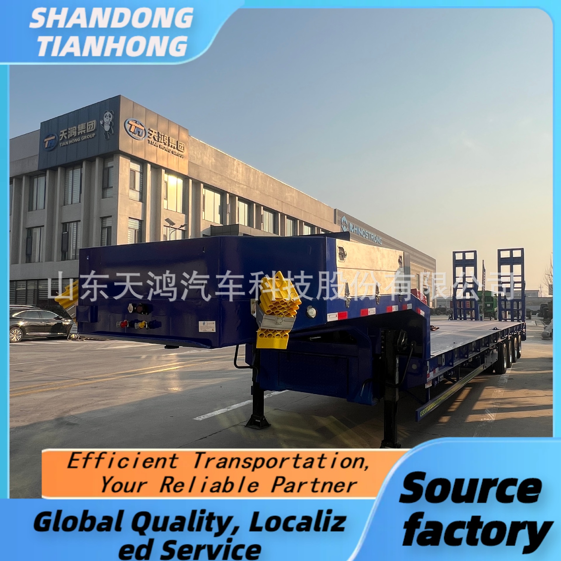 Factory Production Direct Sales Export for Sale Lowbed Semi-Trailer Trailer Hydraulic Winch Heavy-Duty Large Piece Transport Trailer