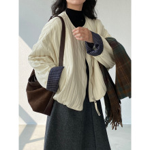 江左 韩系轻薄款棉服外套女撞色百搭短款休闲夹克棉衣25秋冬 1706
