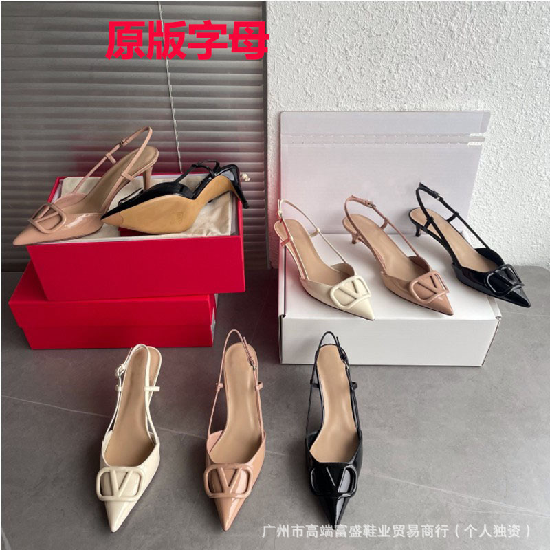 High-Quality 25-Year-Old Summer Classic Buckle Pointed-Toe High-Heeled Shoes Genuine Leather Versatile French Style Hollow Back Sandals for Women