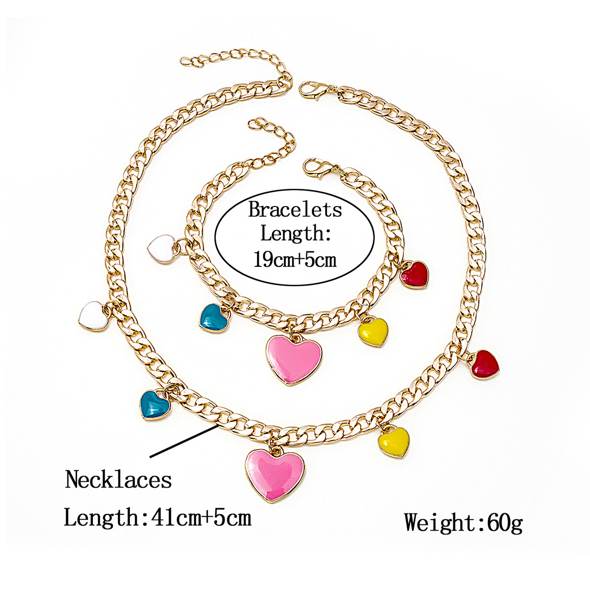 1 Piece Fashion Heart Shape Alloy Enamel Women's Bracelets Necklace display picture 1