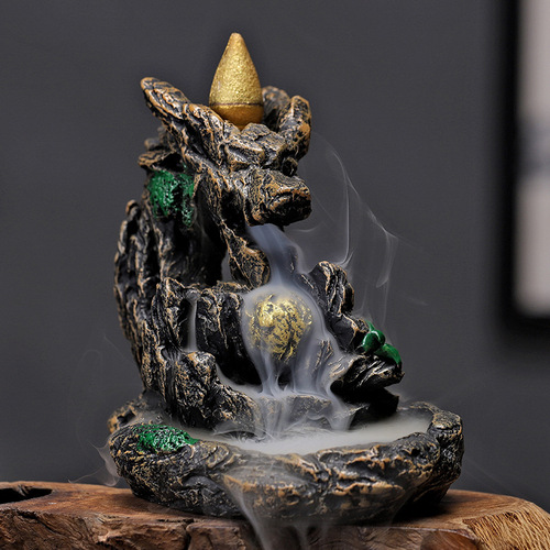 Backflow incense burner ceramic mountain water flow time and again stone mill small lotus incense burner resin large backflow aromatherapy burner