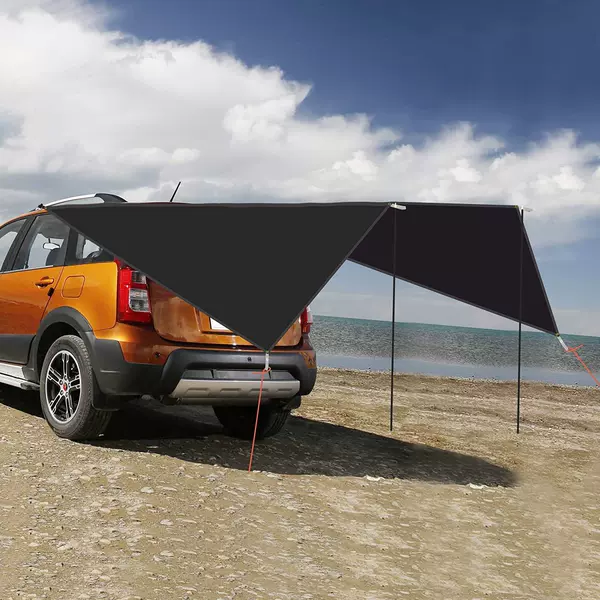 Outdoor Rear Black Rubber Full Shading Sunscreen Awning Shading Camping Travel Awning Tent