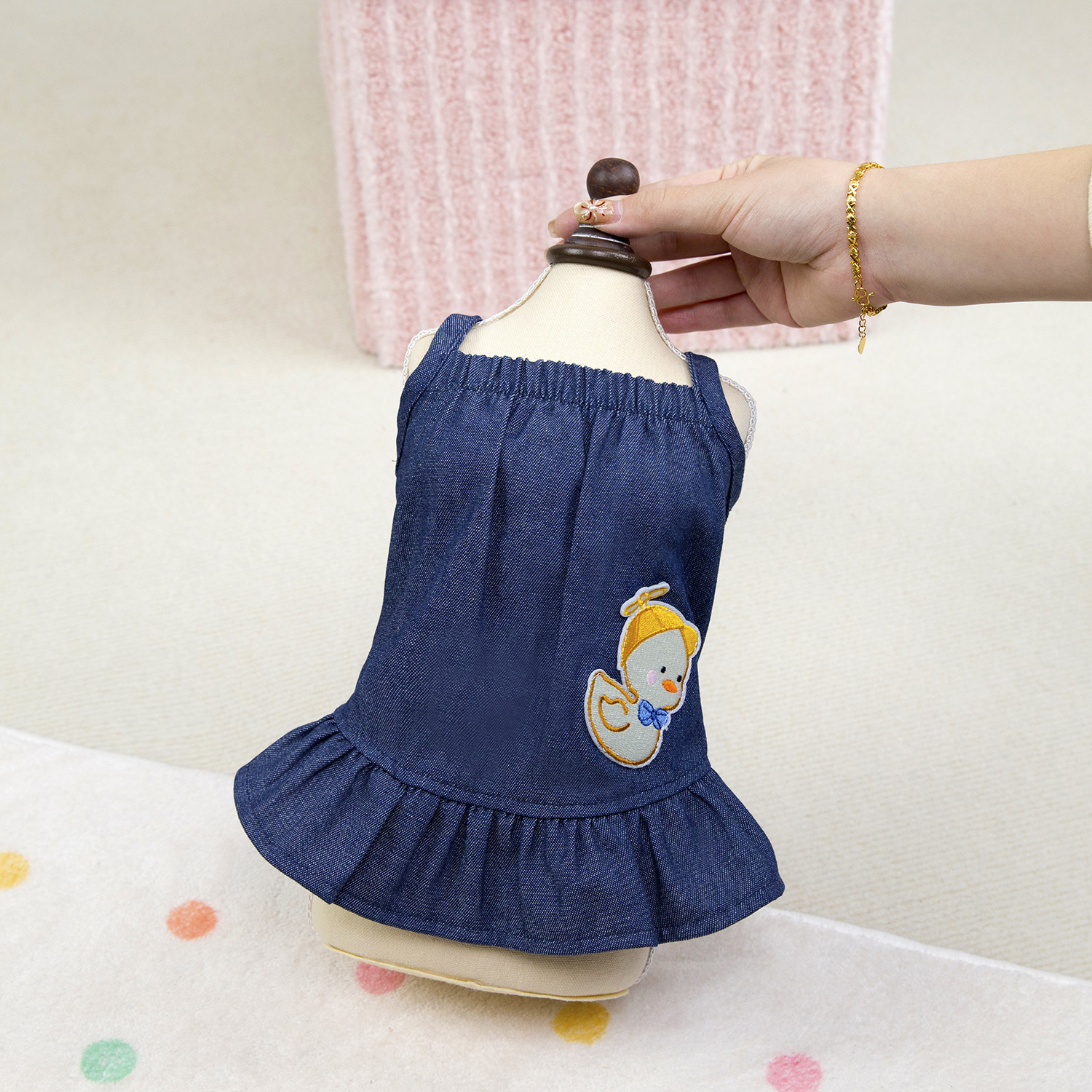 Denim prinsessklänning för små hundar som teddy och bichon_voghion.com
