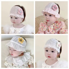 24 嬰兒髮帶新生兒護囟門帽子女寶寶髮飾小公主頭飾防受涼帽