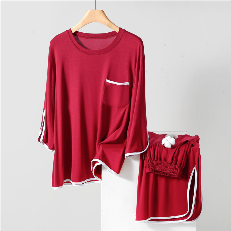 Modal Hanging Split Women's Home Clothes Pajamas Suit Summer Thin Outer Wearing Two-Piece Sleeve Set