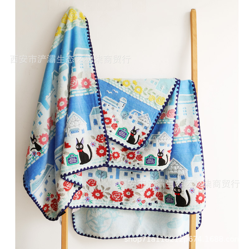 Wholesale Japanese Thick Jacquard Edge-Woven Face Towels, Embroidered Cotton Cartoon Square Towels, Bath Towels Wholesale Japanese Thick Jacquard Edge-Woven Face Towels, Embroidered Cotton Cartoon Square Towels, Bath Towels