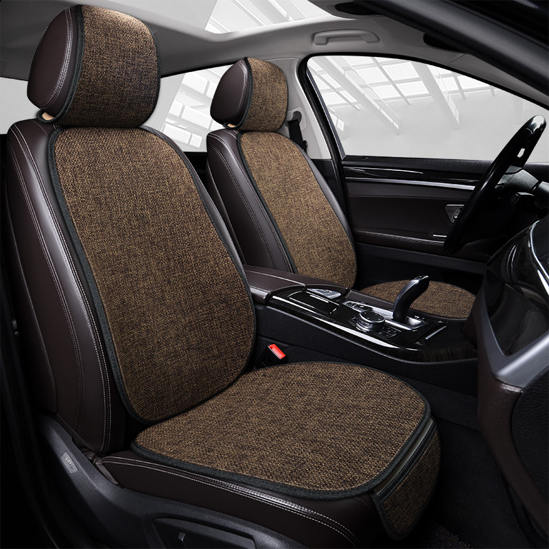 Summer Linen Breathable – Universal Seat cushion, seat cover - coffee-color-one-seat-one-backrest