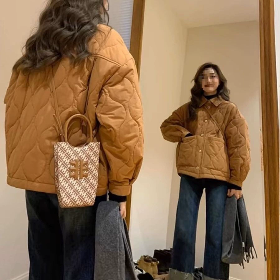 2024 новый модный в этом году супер красивый корейский карамельный цвет хлопчатобумажной куртки женский осенний и зимний топ