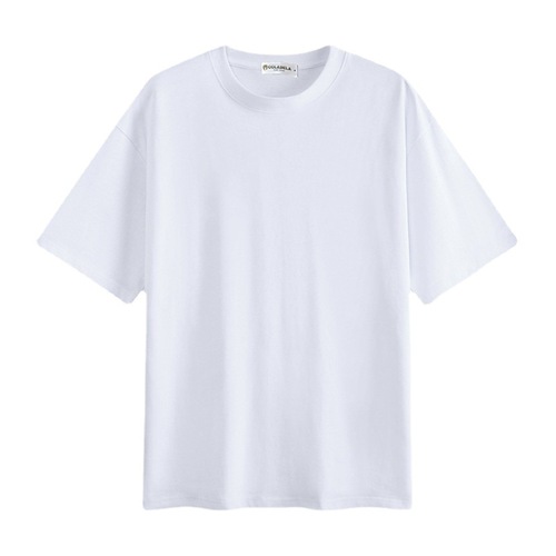 Wholesale pure color drop shoulder five-button sleeve men's plus size loose half-sleeve round neck T-shirt summer short-sleeve base shirt