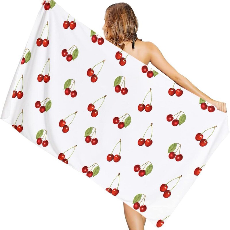 Microfiber Beach Towel Red Cherry Pool Towel Sand Free Beach Towel for Beach Bathing Hotel Beach