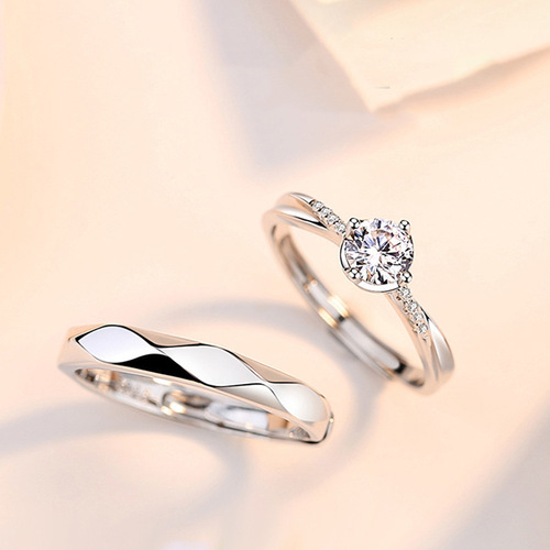 Love for life s925 sterling silver couple ring, a pair of men's and women's wedding rings, niche design Valentine's Day gift