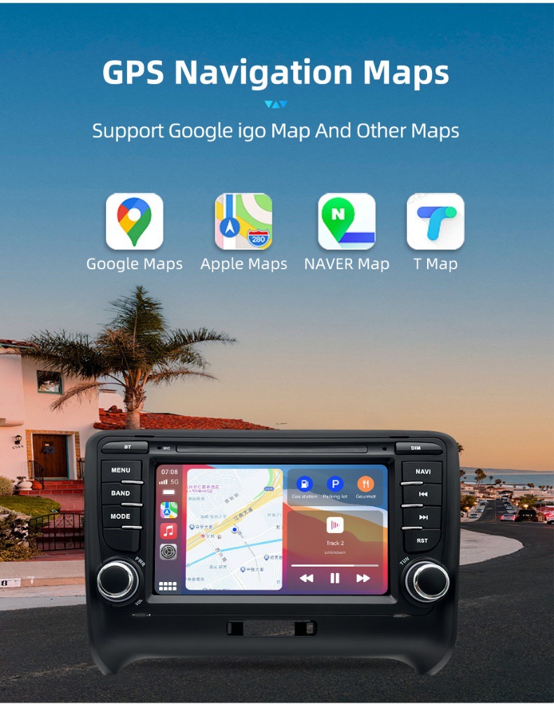 7inch Suitable for Audi Tt Mk2 8J Car Central Control Large Screen Navigation Carplay Audio and Video Player