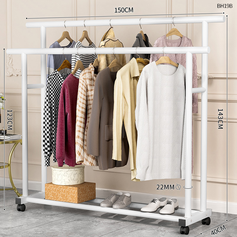 [두꺼운 22관] 더블폴 150cm 엘레강트 화이트 + 유니버설 휠