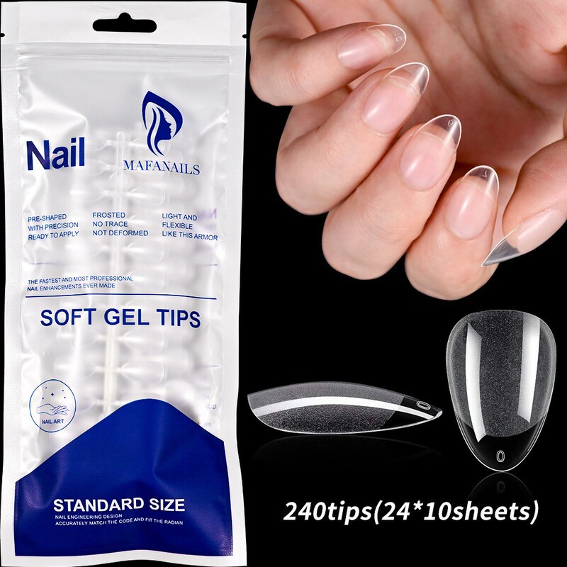 240 Pieces of Manicure Nails, Translucent Semi-Frosted Short Almond Nails, Full-Stick Fake Nails, Transparent Color Wearable Nails 240 Pieces of Manicure Nails, Translucent Semi-Frosted Short Almond Nails, Full-Stick Fake Nails, Transparent Color Wearable Nails