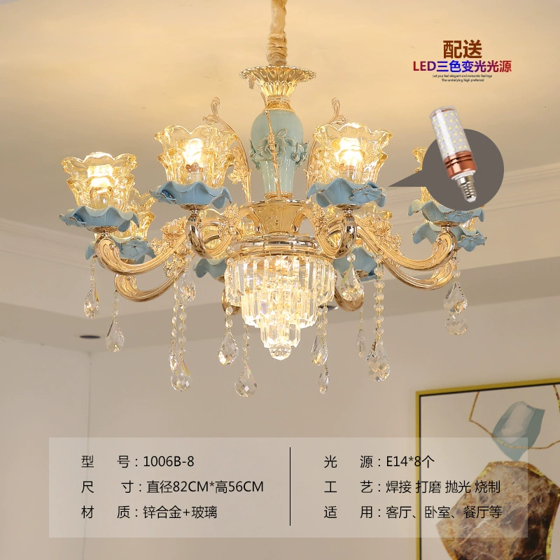 Потолочная лампа для гостиной, современная и минималистичная кристаллическая подсветка для загородного дома, спальня, французский стиль