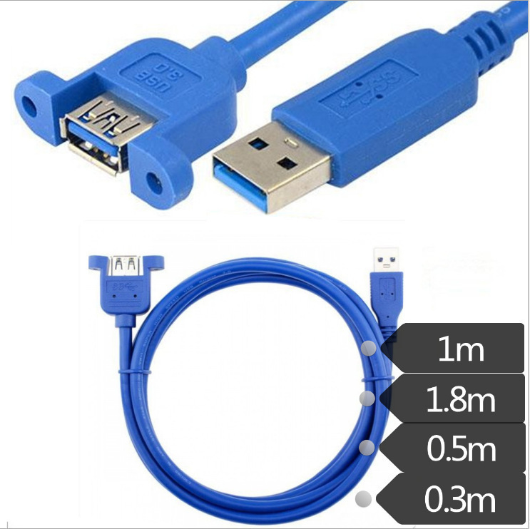 USB3.0 male-to-female extension cable with screw hole USB3.0 extension cable with ears can be fixed
