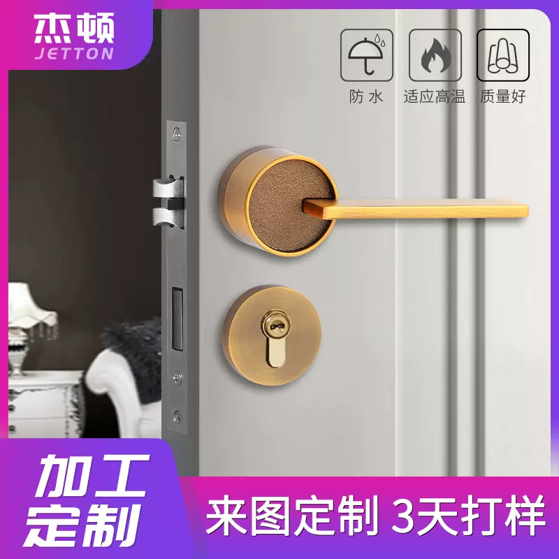 轻奢极简木门执手锁 室内卧室静音房间门锁 锌合金分体锁具批发