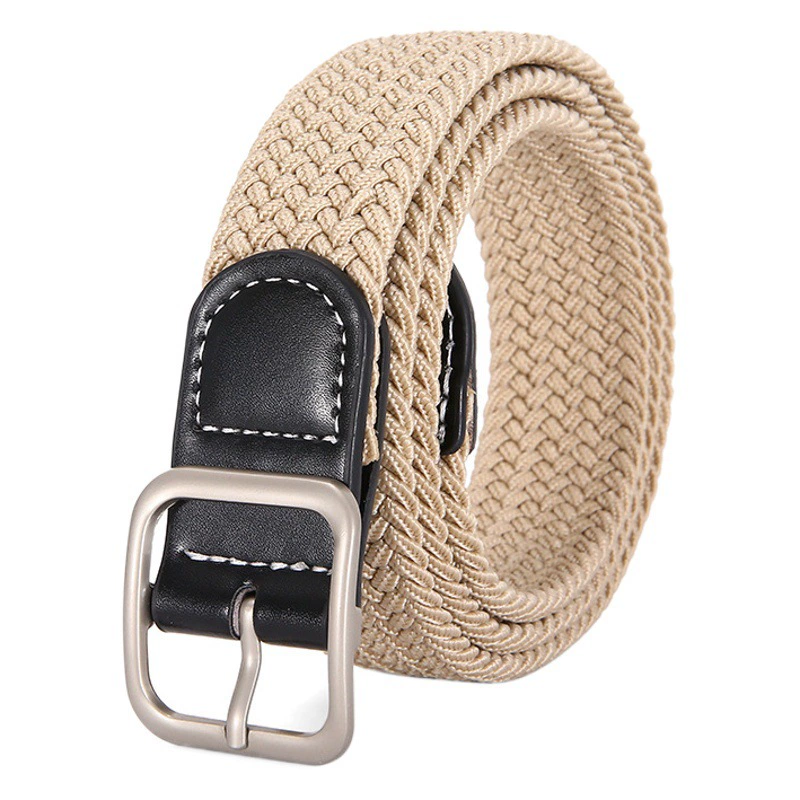 Amazon популярный студенческий тканый ремень мужской и женский универсальный ремень с квадратной пряжкой Повседневный эластичный ремень трансграничный