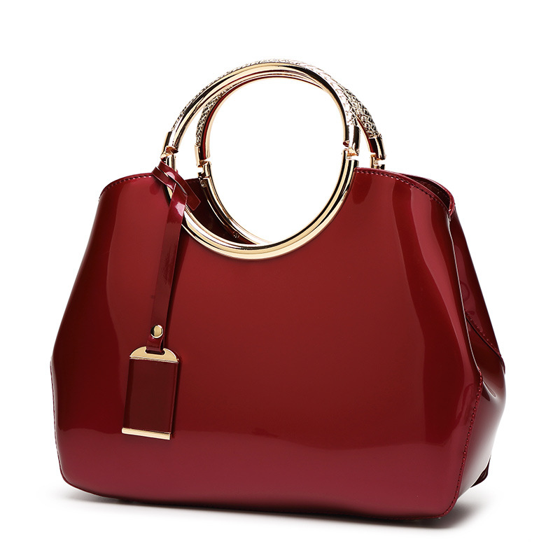 Transfronterizo 2025 nuevo bolso de piel esmaltada brillante bolso de novia roja bolso de bodas de hombro de mujer al por mayor