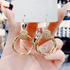 S925 ear hook ring earrings new tidal geometric retro diamond ear decoration female minimalist net red temperament atmosphere earrings