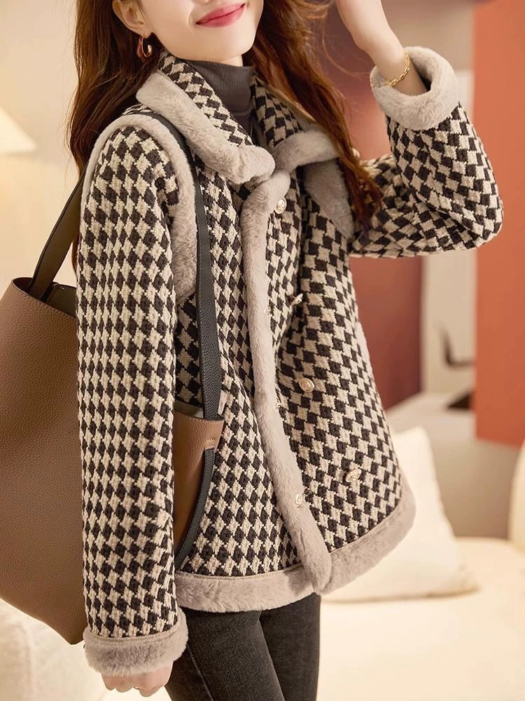 Модная теплая шерстяная куртка с пухом, стиль Chanel, корейский стиль, западный стиль, оверсайз