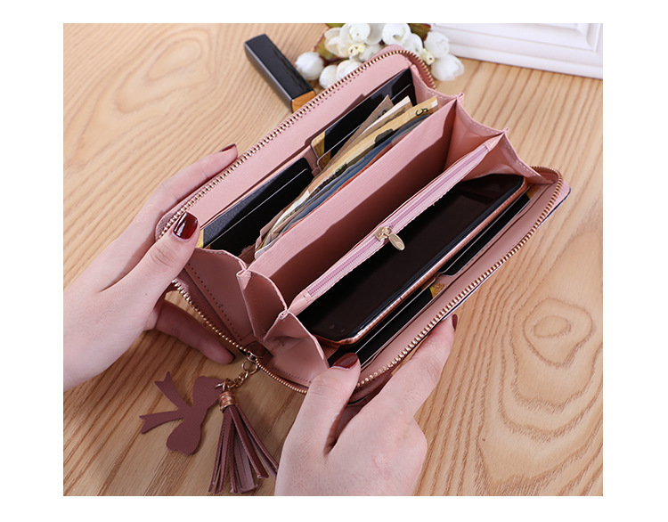 Portefeuille long japonais coréen pour femme, simple et tendance. Porte-monnaie pour femme avec grande capacité et plusieurs cartes_voghion.com