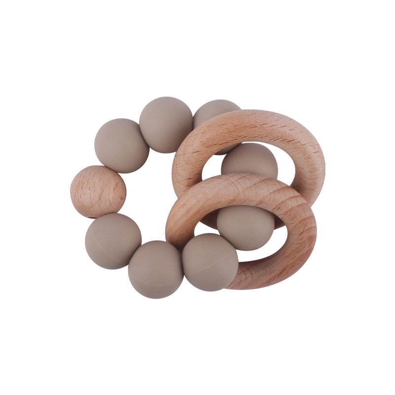 Nuevo bebé suministros DIY mordedor pulsera juguete calmante bebé mordedura de silicona molar de juguete de haya teether