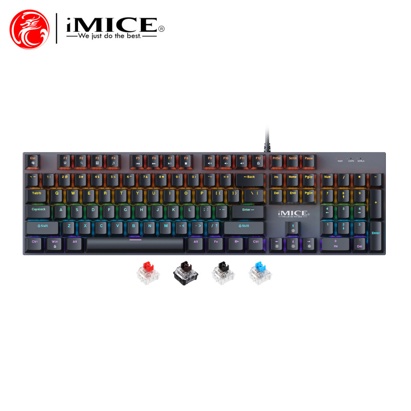 IMICE ブランド GK-600 有線メカニカルキーボード カラフルな発光フルキー ノーマルリムーバブル 104 キー 105 キー 赤軸|undefined