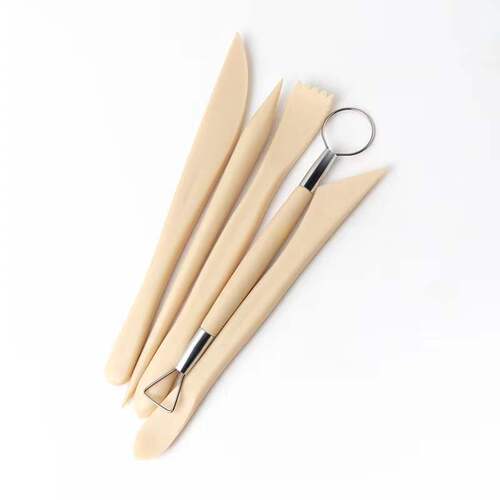 Cross-border pottery tools 5-piece set stone plastic clay carving knife plastic imitation wood DIY handmade pottery clay art knife