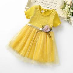 Ladies' Summer New Children's Dress Short Sleeve Korean Version Net Princess Dress Baby Girl Stylish Skirt