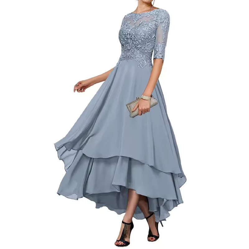 Cross Border Evening Dress Amazon Independent Station New Layered Chiffon Mid-Sleeve Decal dress Mother Dress Spring Cross Border Evening Dress Amazon Independent Station New Layered Chiffon Mid-Sleeve Decal dress Mother Dress Spring