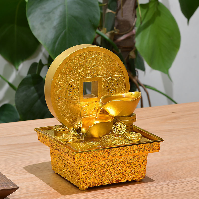 Cross-border fortune-making circulation water fountain ornaments desktop small water fortune-making feng shui wheel opening housewarming decoration